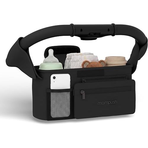 Mompush Universal Stroller Organizer Caddy with Insulated Cup Holder