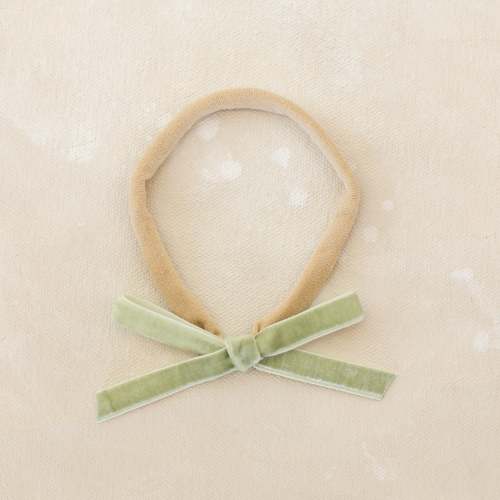 Velvet infant bow // Seagrass