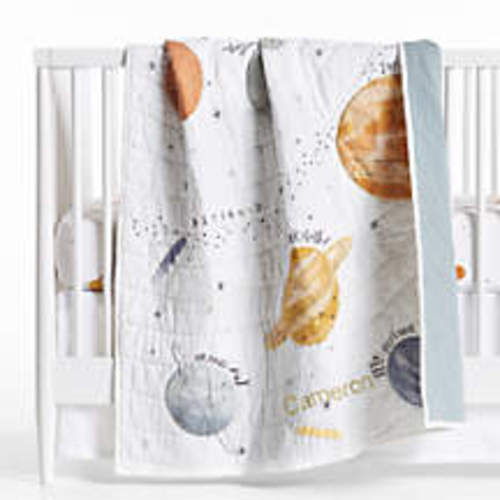 Personalized Outer Space 100% Organic Cotton Baby Crib Quilt