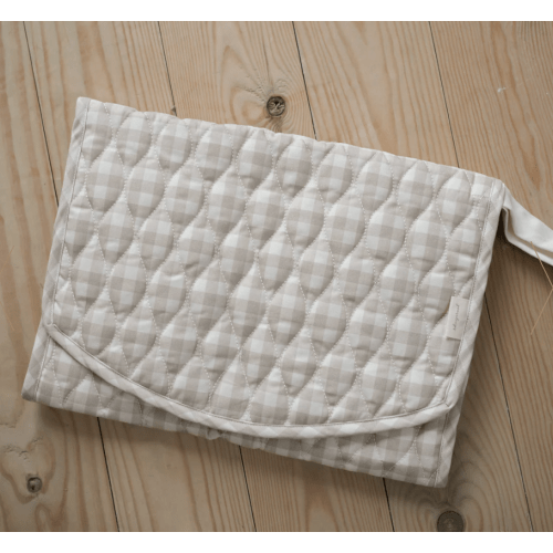 Portable Changing Pad in Beige Gingham | Over The Moon