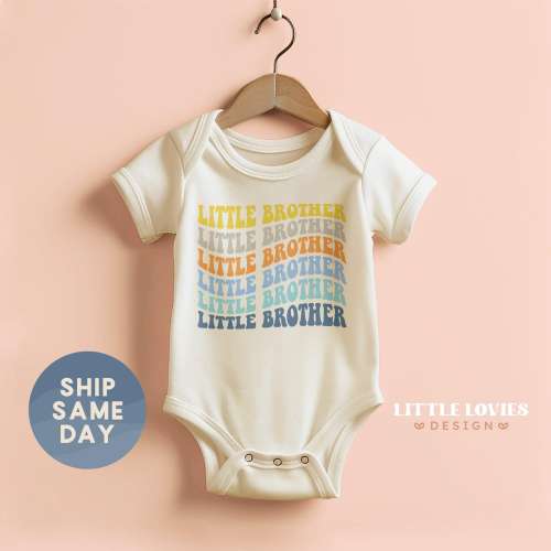 Little Brother Onesie®, Lil Bro Announcement Clothing, New Baby Reveal Outfit, Baby Boy Apparel, Brother Matching Clothes, (CA-FAM128)