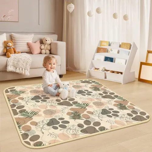 Baby Mat for Floor, 50x50 Playpen Mat, Baby Play Mat 1 Inch Thickness Machine Washable Mat, Playmat for Babies Edge Reinforcement