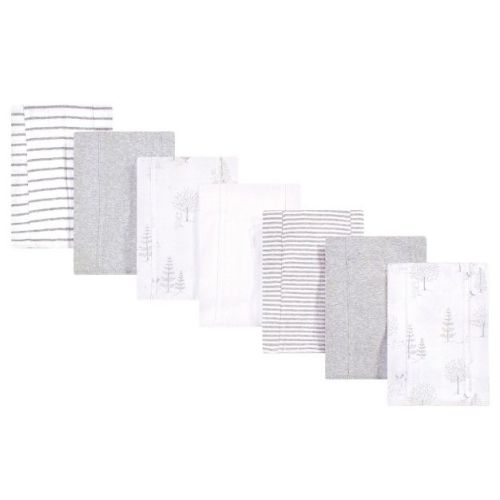 Touched by Nature Baby Organic Cotton Burp Cloths 7pk, Gray Woodland, One Size