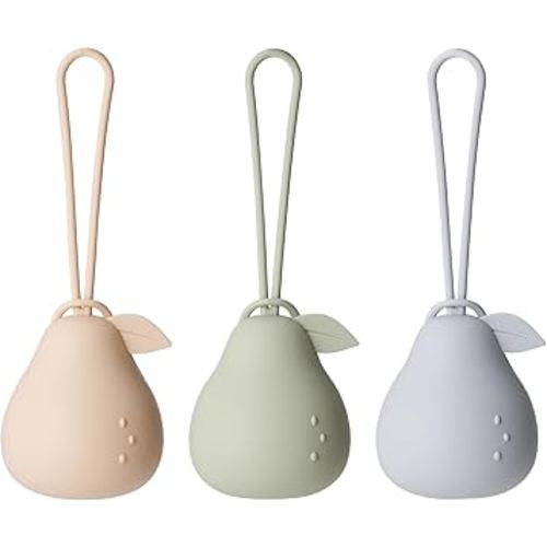 Andy Bear Baby Pacifier Storage Case Paci Holder Case Pear Shape 3 Pack-Ivory Sage Blue