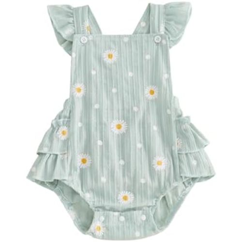 Thorn Tree Baby Girl Summer Clothes Newborn Outfit Ruffle Romper Infant Baby Dress Bow Headband Solid Cute Outfits Girls