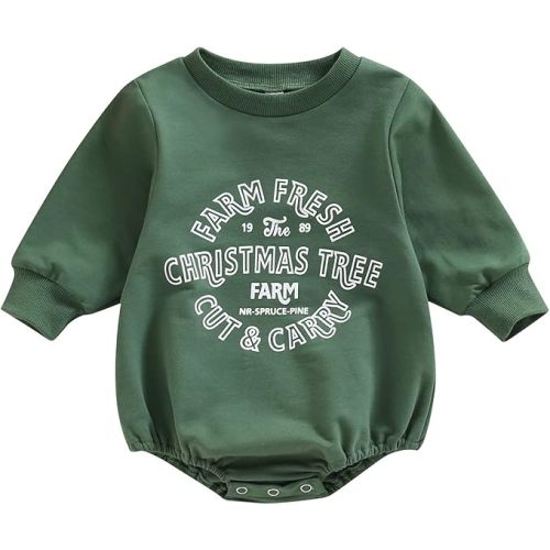 FYBITBO My First Christmas Baby Girl Boy Outfit Sweatshirt Romper Sweater Onesie Long Sleeve Bodysuit Fall Clothes