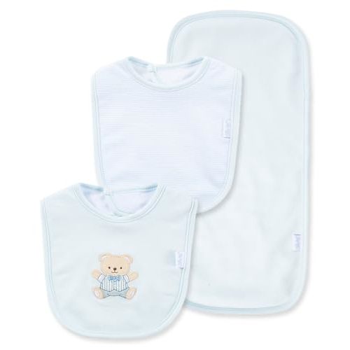 Little Me Clothes for Baby Boys’ and Girls’ 2 Bibs and 1 Burp Cloth Set, Soft Cotton Feeding Essentials with Velcro Closures