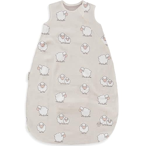 Woolino Merino Wool and Organic Cotton Baby Sleeping Bag - 4 Season Classic Sleep Sack - Two-Way Zipper Sleeping Bag for Baby and Toddler - 0-6 Months - Sheep
