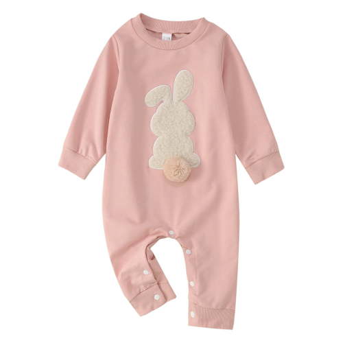 Fainosmny Baby Romper Jumpsuit Happy Easter Day Baby Boy Girl Jumpsuit Children'S Clothing Embroidered Bunny Romper Suit Preemie Pink 0M-3M