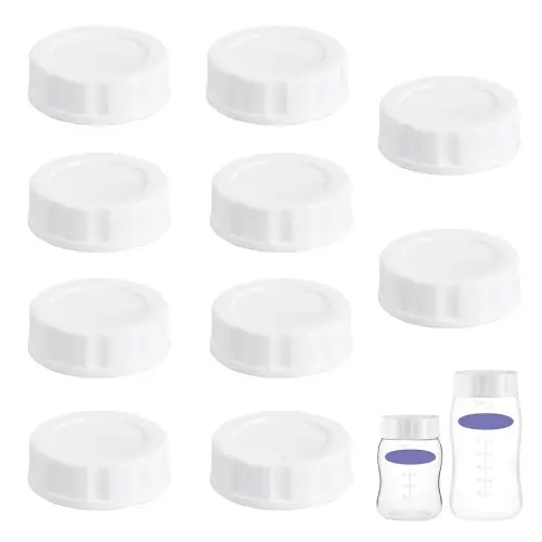 Pack of 10 Travel and Storage Lids Compatible with Lansinoh/Mam/Pigeon Baby Bottles, Replacement Airtight Caps