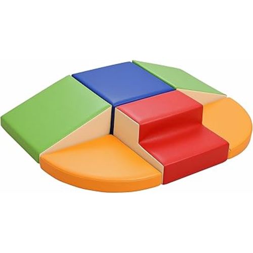 Foam Climbing Blocks for Toddlers: 6-Piece Soft Play Set - PU Leather Climbing and Crawling Toys - Indoor Baby Learning Gym - Kids Play Structure for Birthday Gift