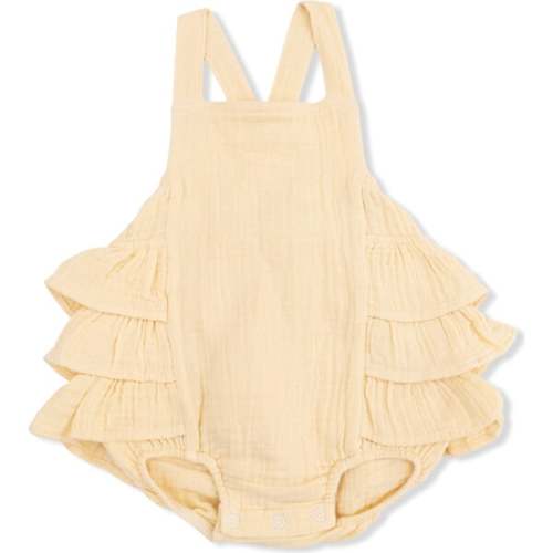 Solid Muslin Italian Straw, Ruffle Sunsuit - Angel Dear | Maisonette