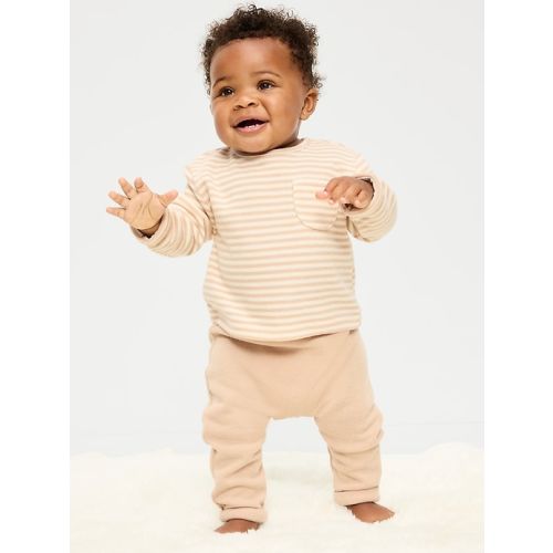 Long-Sleeve Ribbed Pocket T-Shirt and Pants Set for Baby