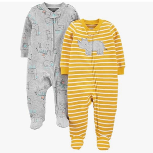 Simple Joys by Carter's baby-boys 2-way Zip Thermal Footed Sleep and Play, Pack of 2