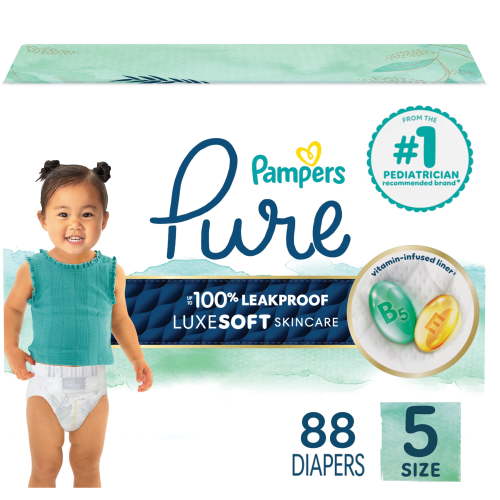 Free Shipping! Pampers Baby Diapers Size 5 27+ lbs Leakproof Soft 88 Count