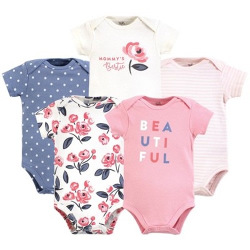 Touched by Nature Girls Organic Cotton Bodysuits, Bubblegum Floral, 0-3 Months