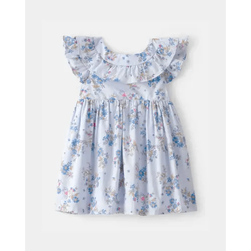 Baby Girl Disney© Winnie the Pooh Floral Dress with Ruffle Neckline - Blue - OshKosh B'gosh | Carter's