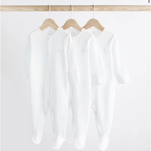Buy White 3 Pack 100% Cotton Baby Sleepsuits (0-18mths) from Next USA