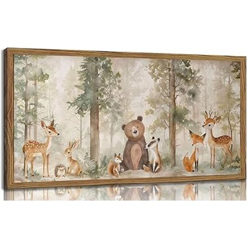 Woodland Animal Nursery Canvas Wall Art Wild Animals Forest Paintings Pictures Wall Decor Fox Bear Deer Watercolor Poster Print Artwork for Boys Room Girls Room Home Decoration （Unframed）