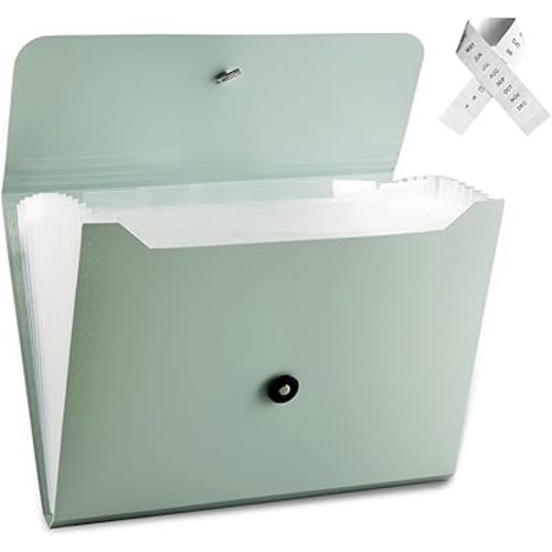 Expanding File Folder File Organizer with 13 Pockets File Organizer Accordion Filing Folder Expandable File Folder for Documents Aesthetic Paper Organizer Folder for Work, School, Office, Macaron