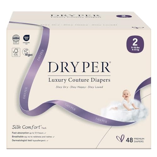 Baby Diaper,DRYPER Disposable Diaper Newborn Nappies Size 2 (4-8kg), 3D Leak Guards & Wetness Indicator, Ultra-Soft & Thin,Fast Water Absorption, 48 Nappies