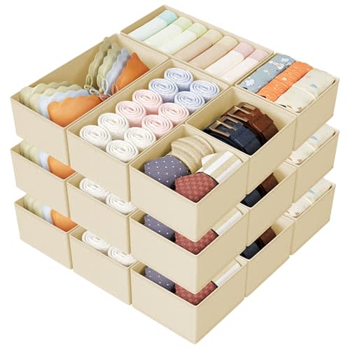 DIMJ Drawer Organizer Clothes Storage - 18 Pack Baby Dresser Organizer for Nursery, Foldable Drawer Dividers for Bedroom Closet Organization, Fabric Storage Bins for Socks, Underwears, Bras