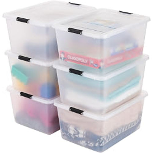 Amazon.com: IRIS USA 6-Pack 32 Quart Clip Box with Latching Lid | Latching lid secures office and household supplies. Stackable, nestable design maximizes storage space