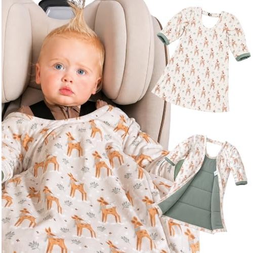 Buckle Me Baby Cozier Car Seat Blanket, Quilted Wearable Blanket with Sleeves, Ultra-Soft & Breathable