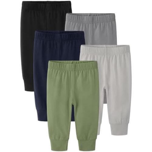 5-Pack Baby Boy Pants 0-24M, Cotton Baby Leggings for Infant & Newborn