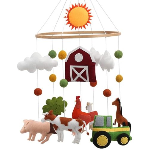 Farm Animal Mobile for Crib - A Colorful Baby Farm Mobile with Animals and barn