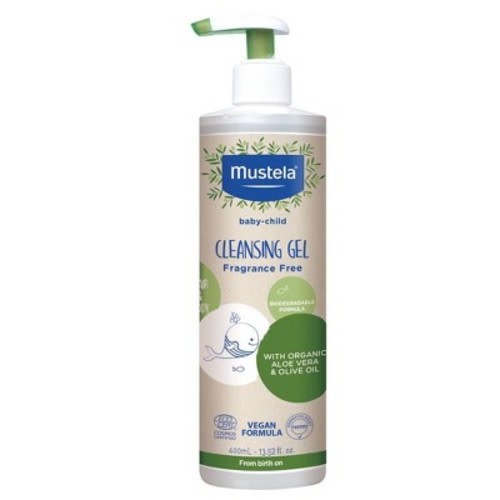 Mustela Organic Cleansing Gel With Olive Oil And Aloe - Fragrance Free - 13.5 Fl Oz