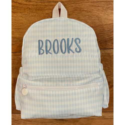 Backpack - Blue Gingham Backpack with Personalized Name