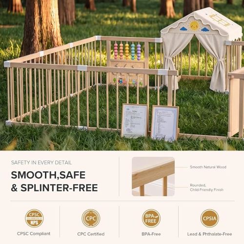 Large Wooden Baby House Playpen 12 Panels 70"*70"