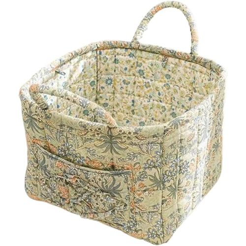 Foldable Quilted Laundry Basket with Handles for Clothes, Collapsible