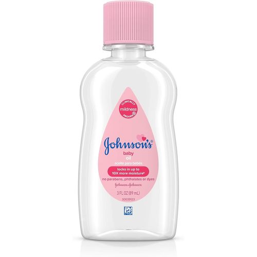 Johnson's Baby Oil, Pure Mineral Oil to Prevent Moisture Loss, Original 3 fl. oz