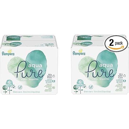 Pampers Aqua Pure 6X Pop-Top Sensitive Water Baby Wipes, 672 Count