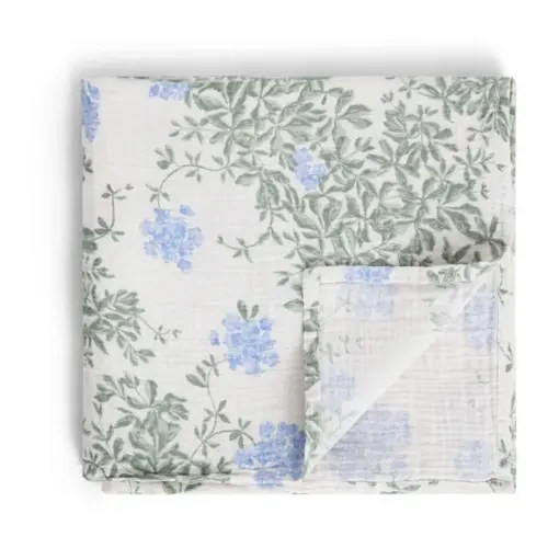 Plumbago Organic Cotton Swaddling Blanket - Blue