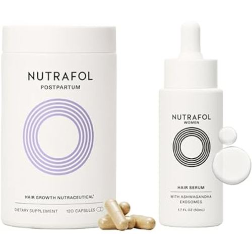 Nutrafol Postpartum Hair Growth Supplements and Hair Serum, Clinically Tested for Visible Thickness and Strength - 1 Month Supply, 1.7 Fl Oz Bottle