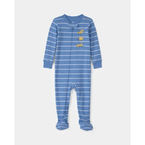 3T Toddler Boy Construction Striped 100% Cotton Snug Fit 1-Piece Pajama - Blue | Carter's