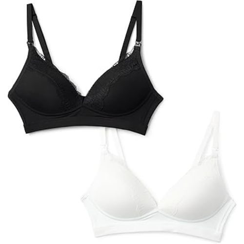 Amazon Essentials Women's Peached Microfiber with Lace Trim Clip Down Nursing Bra