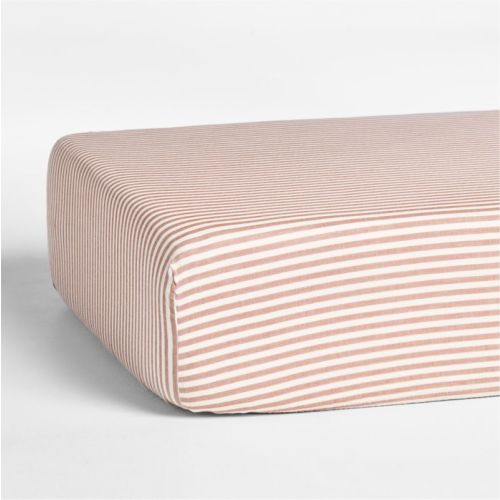 Supersoft Brulee Brown Striped 100% Organic Cotton Gauze Baby Crib Fitted Sheet