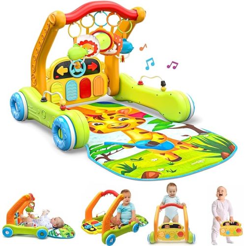 Move2Play, Kick & Play Piano Baby Mat | Grow with Me 4-in-1 | Tummy Time Play Mat, Sit-to-Stand, Musical Activity Gym & Infant Push Walker | for Babies 0-6 & 6-12 Months