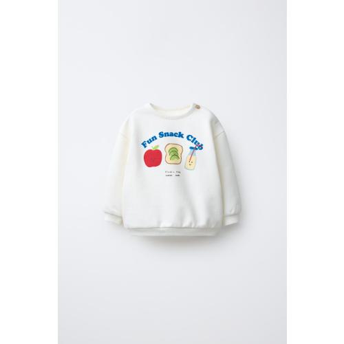 FLOCKED PRINT SWEATSHIRT - Oyster-white | ZARA United States