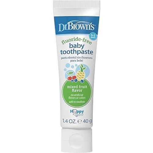 Dr. Brown's Fluoride-Free Baby Toothpaste,Infant & Toddler Oral Care,Mixed Fruit,1-Pack,1.4oz/40g,0-3 years