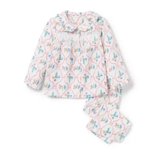 Girl Jet Ivory Holiday Stocking Good Night Classic Pajama In Holiday Stocking by Janie and Jack