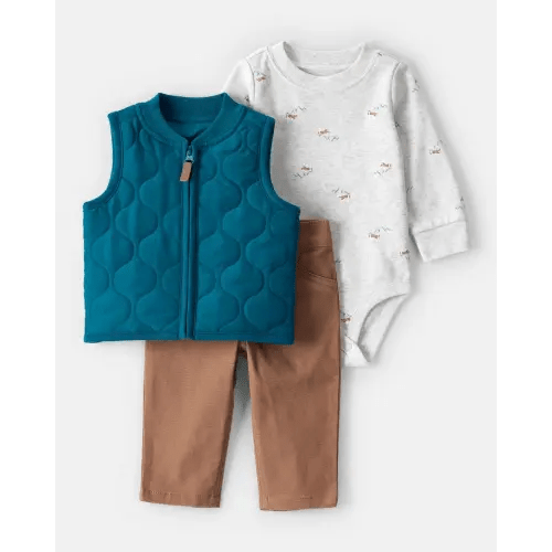 Baby Boy 3-Piece Quilted Vest Outfit Set | Carter's