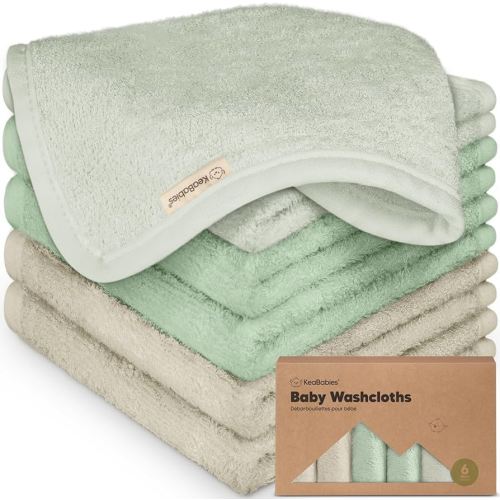 6-Pack Baby Washcloths - Soft Absorbent Viscose from Bamboo Wash Cloths for Babies, Kids, Toddlers, Infant, Newborn Bath Towels, Gentle on Sensitive Skin, 10x10 Reusable Face Towels (Hills)