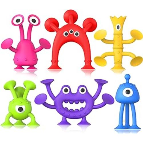 Baby Bath Toys Suction Toy: No Hole Bath Toy for Baby Toddlers - Kids Mini Sensory Fidget Suction Cup Toys for Boys Girls - Window Building Toy Gifts Easter Basket Stuffers Egg Fillers (Ages 3+)