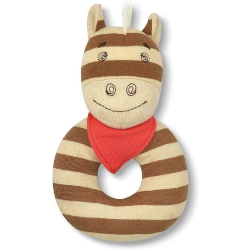 Organic Farm Buddies Apple Park Clyde Pony Teething Rattle, Baby Toy for Infants - Hypoallergenic, 100% Organic Cotton