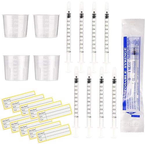Colostrum Syringes 1ml No Needle – 50 Sets with Caps & Labels